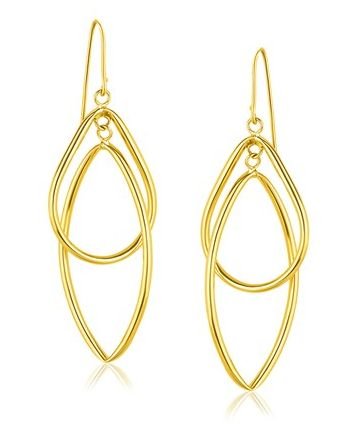 Image 1 of 14K Yellow Gold Double Row Interlaced Open Drop Earrings 