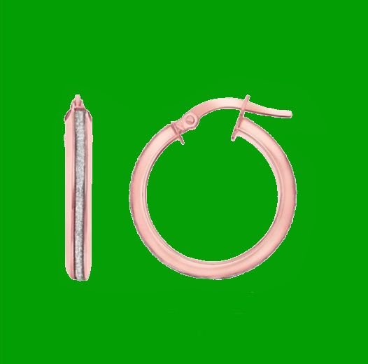 Image 0 of 14K Rose Gold Glitter Accent Circle Hoop Earrings 
