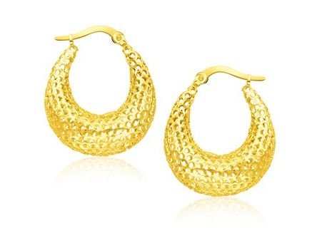 Image 1 of 14K Yellow Gold Mesh Graduated Hoop Earrings 