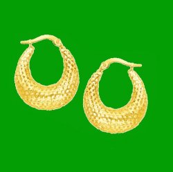 14K Yellow Gold Mesh Graduated Hoop Earrings 