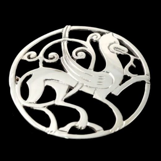 Image 0 of Quendale Beast Design Round Medium Sterling Silver Brooch