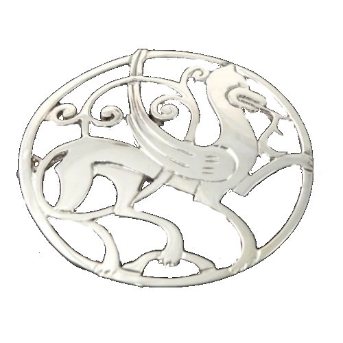 Image 1 of Quendale Beast Design Round Large Sterling Silver Brooch