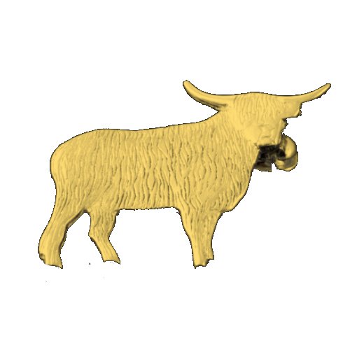 Image 1 of Highland Cow Animal Design Small 9K Yellow Gold Brooch
