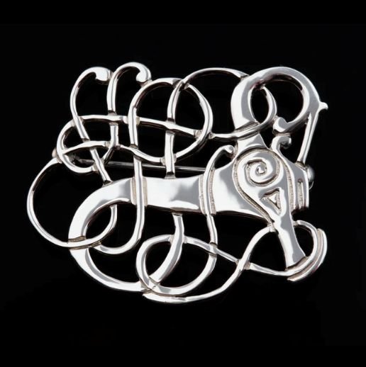 Image 0 of Anglian Beast Design Large Sterling Silver Brooch 