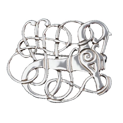 Image 1 of Anglian Beast Design Large Sterling Silver Brooch 