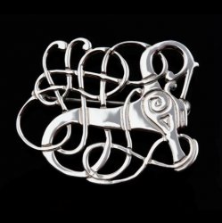Anglian Beast Design Large Sterling Silver Brooch 