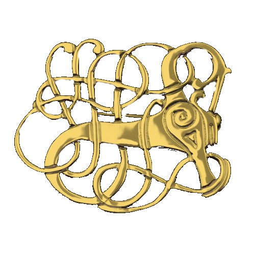 Image 1 of Anglian Beast Design Large 9K Yellow Gold Brooch