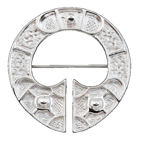 Image 1 of St Ninians Isle Treasure Round Large Sterling Silver Brooch 