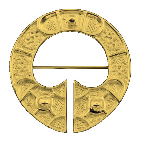 Image 1 of St Ninians Isle Treasure Round Large 9K Yellow Gold Brooch 