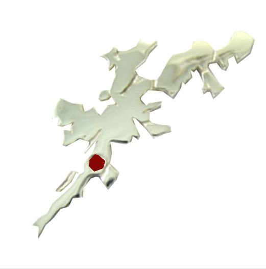 Image 1 of Shetland Isles Map Ruby Stone Large Sterling Silver Brooch