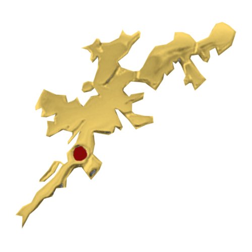 Image 1 of Shetland Isles Map Ruby Stone Medium 9K Yellow Gold Brooch