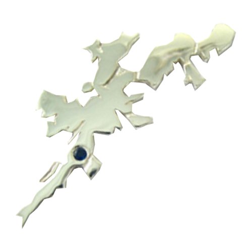 Image 1 of Shetland Isles Map Sapphire Stone Large Sterling Silver Brooch