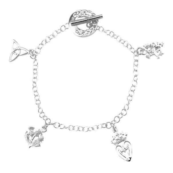 Image 1 of Alba Scotland Charm Symbols Sterling Silver Bracelet