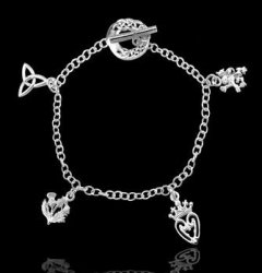 Alba Scotland Charm Symbols Sterling Silver Bracelet