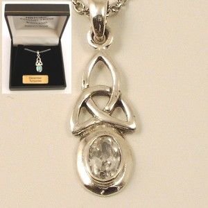 Image 2 of Celtic Knotwork Birthstone April Stone Sterling Silver Pendant