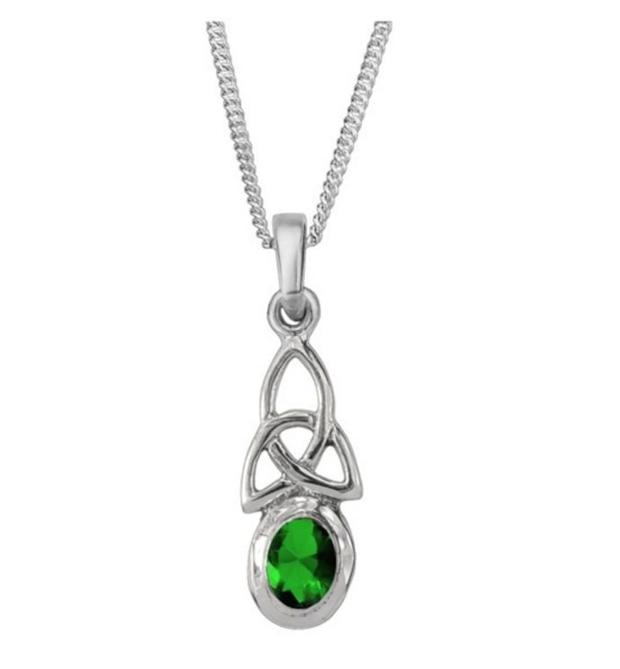 Image 1 of Celtic Knotwork Birthstone May Stone Sterling Silver Pendant