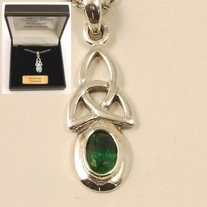 Image 2 of Celtic Knotwork Birthstone May Stone Sterling Silver Pendant