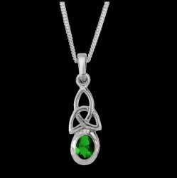 Celtic Knotwork Birthstone May Stone Sterling Silver Pendant