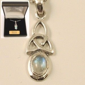 Image 2 of Celtic Knotwork Birthstone June Stone Sterling Silver Pendant