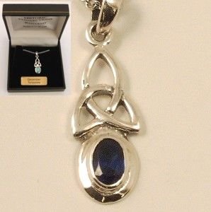 Image 2 of Celtic Knotwork Birthstone September Stone Sterling Silver Pendant