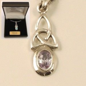 Image 2 of Celtic Knotwork Birthstone October Stone Sterling Silver Pendant