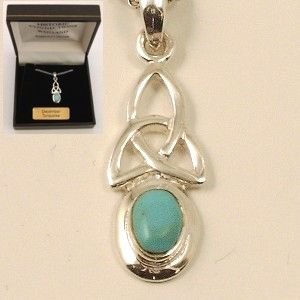 Image 2 of Celtic Knotwork Birthstone December Stone Sterling Silver Pendant