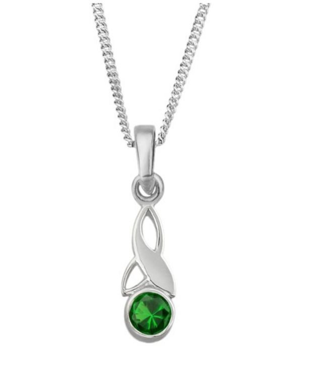 Image 1 of Trinity Celtic Knot May Birthstone Small Sterling Silver Pendant