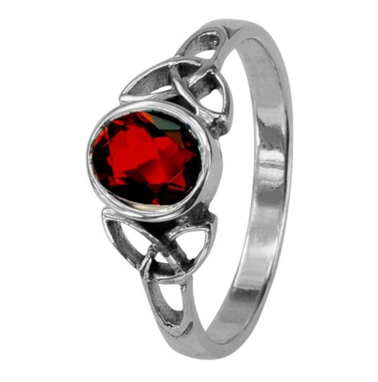 Image 1 of Celtic Knotwork January Birthstone Ladies Sterling Silver Ring