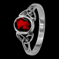 Celtic Knotwork January Birthstone Ladies Sterling Silver Ring
