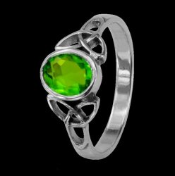 Celtic Knotwork August Birthstone Ladies Sterling Silver Ring