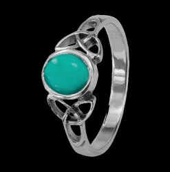 Celtic Knotwork December Birthstone Ladies Sterling Silver Ring