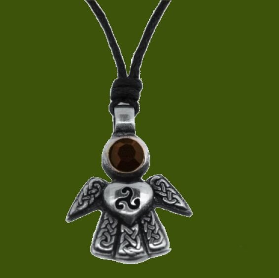 Image 0 of Celtic Angel January Birthstone Stylish Pewter Pendant