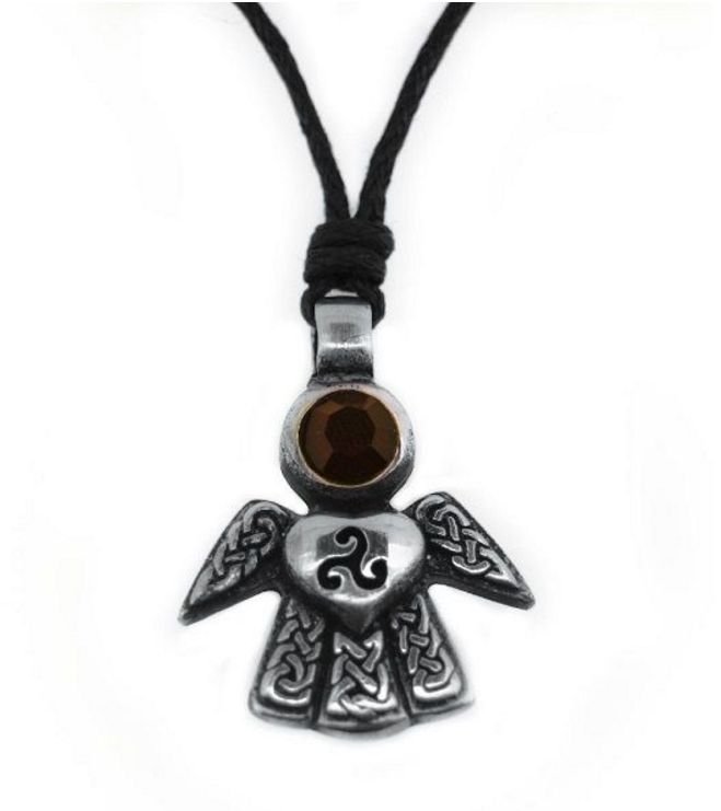 Image 1 of Celtic Angel January Birthstone Stylish Pewter Pendant