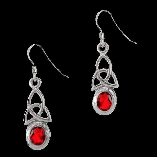 Image 0 of Birthstone Celtic Trinity Knotwork July Stone Sterling Silver Earrings