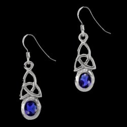 Birthstone Celtic Trinity Knotwork September Stone Sterling Silver Earrings