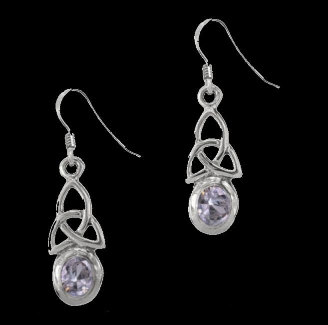 Image 0 of Birthstone Celtic Trinity Knotwork October Stone Sterling Silver Earrings