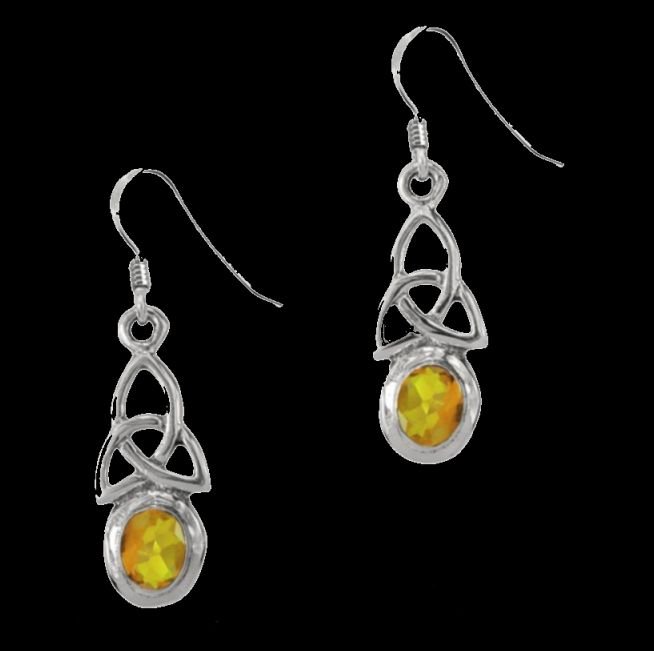 Image 0 of Birthstone Celtic Trinity Knotwork November Stone Sterling Silver Earrings