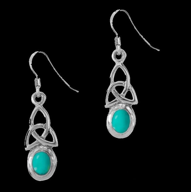 Image 0 of Birthstone Celtic Trinity Knotwork December Stone Sterling Silver Earrings