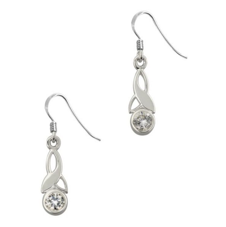 Image 1 of Trinity Celtic Knot April Birthstone Small Sterling Silver Earrings