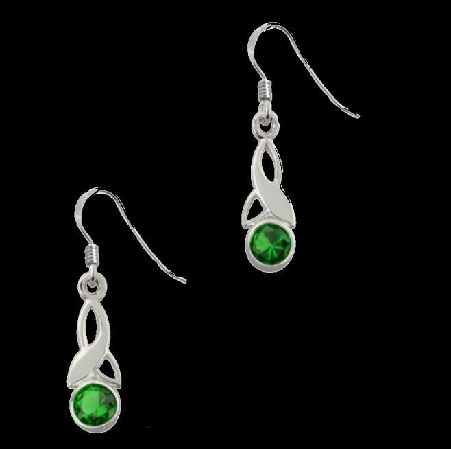 Image 0 of Trinity Celtic Knot May Birthstone Small Sterling Silver Earrings