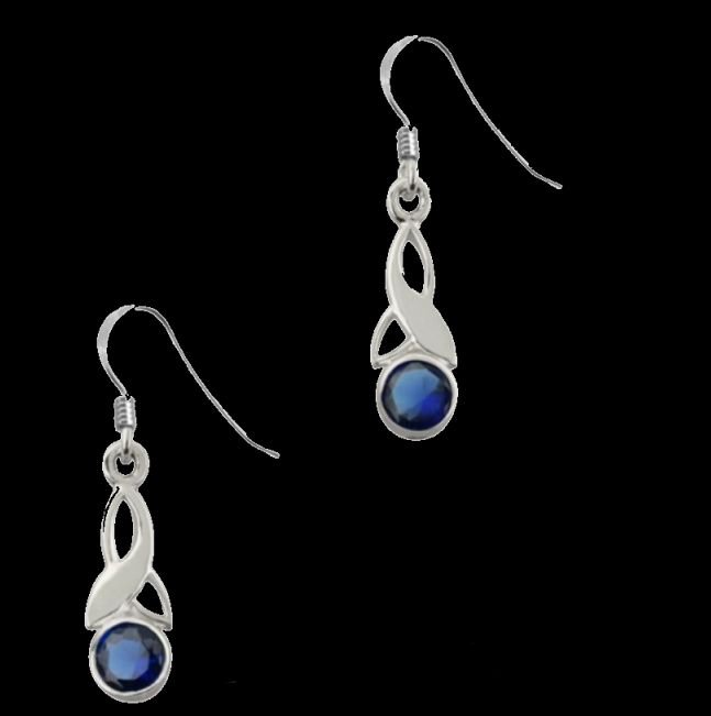Image 0 of Trinity Celtic Knot September Birthstone Small Sterling Silver Earrings