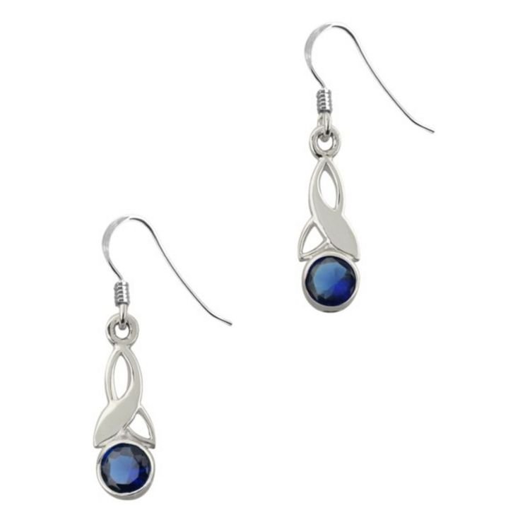 Image 1 of Trinity Celtic Knot September Birthstone Small Sterling Silver Earrings