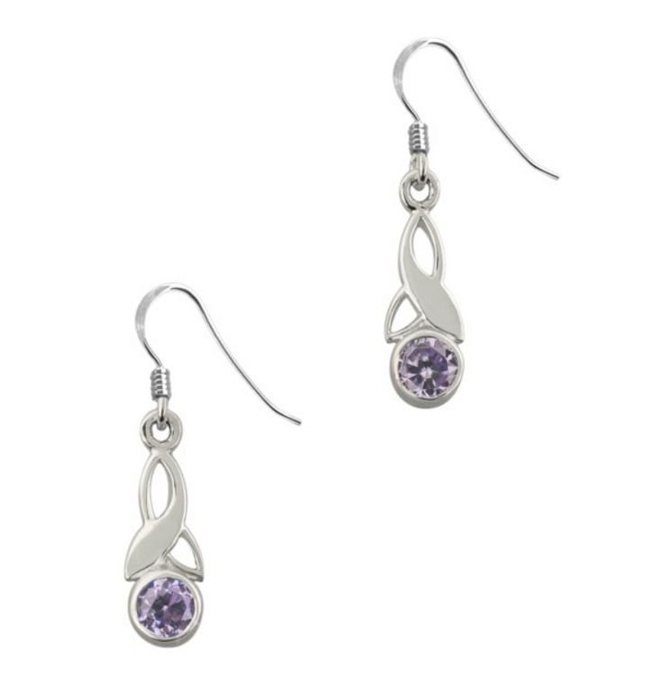 Image 1 of Trinity Celtic Knot October Birthstone Small Sterling Silver Earrings