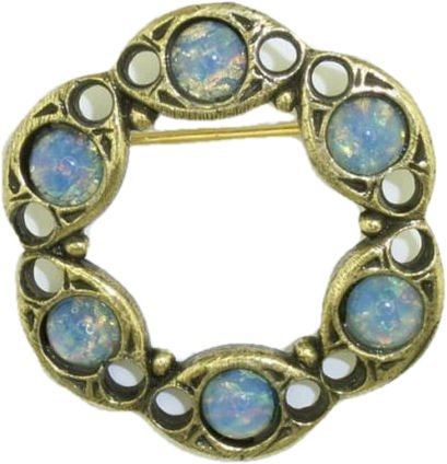 Image 1 of Australian Opal Stones Celtic Open Antiqued Pewter Brooch