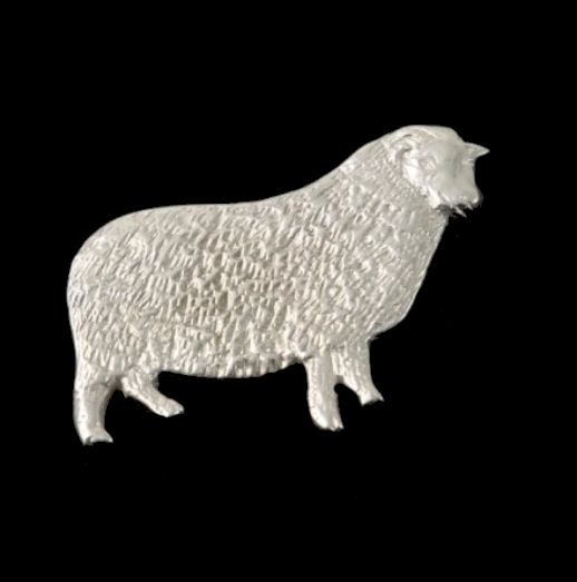 Image 0 of Woolly Sheep Animal Design Small Sterling Silver Brooch