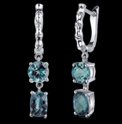 Alexandrite Oval Round Cut Checkerboard Leverback Sterling Silver Earrings