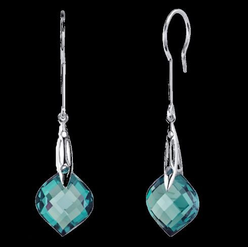 Image 0 of Alexandrite Onion Cut Teal Hook Sterling Silver Earrings