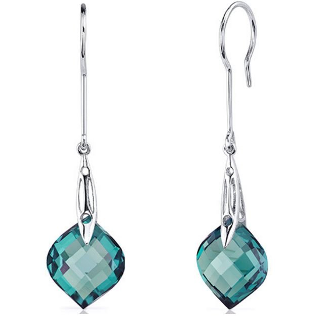 Image 1 of Alexandrite Onion Cut Teal Hook Sterling Silver Earrings