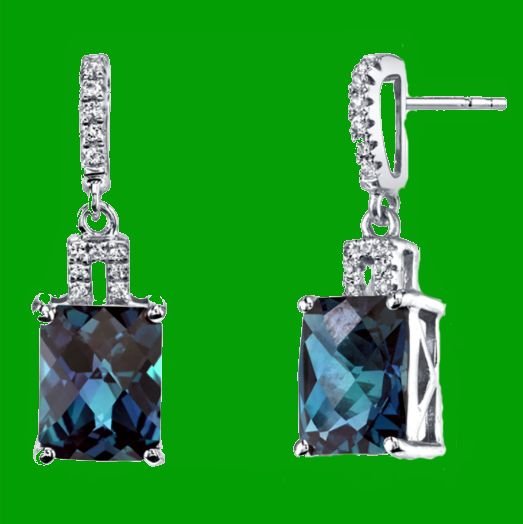 Image 0 of Alexandrite Radiant Cut White Topaz Accent 14K White Gold Earrings