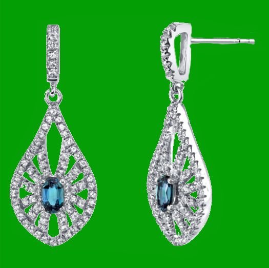 Image 0 of Alexandrite Oval Cut White Topaz Chandelier 14K White Gold Earrings